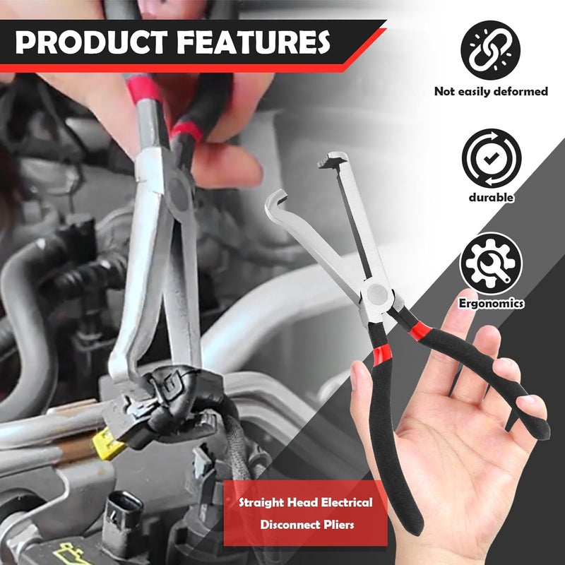 Figpade 2PCS Electrical Disconnect Pliers for Cars Kit with 60° Elbow & Straight,Multi-Purpose Electrical Connector Pliers for Hoses,Spark Plugs,Antirust Fuel Line Plier for Car Repair - Image 4